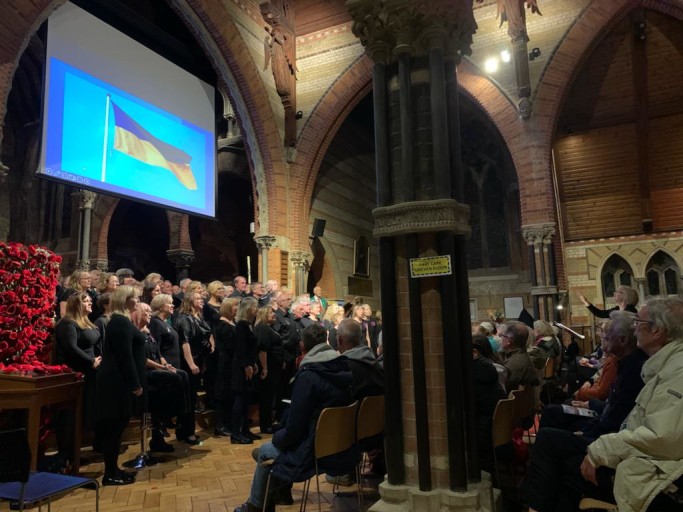 Romsey Voices under the Ukrainian flag