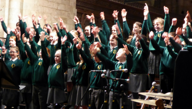 Romsey abbey primary school demonstrating a lovely bit of choreography and so enthusiastic.