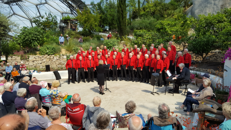 Singing to visitors at the Eden Project.