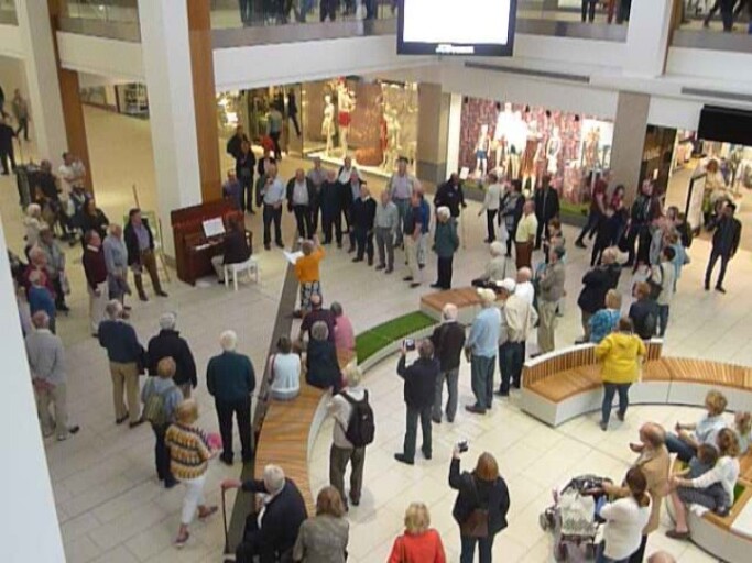 Singing their hearts out in the Flashmob.