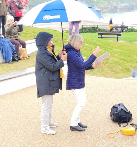 Marion & Hilary in the rain