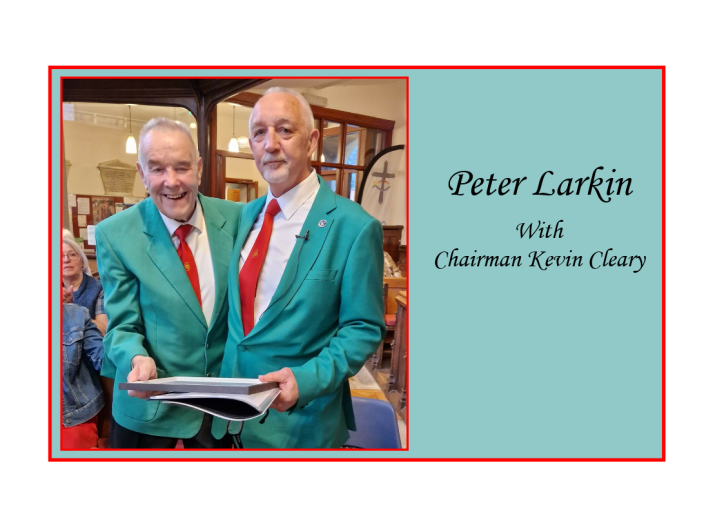 A long-standing, much loved  and talented chorister Peter Larkin awarded Lifetime Honorary Membership of RMVC