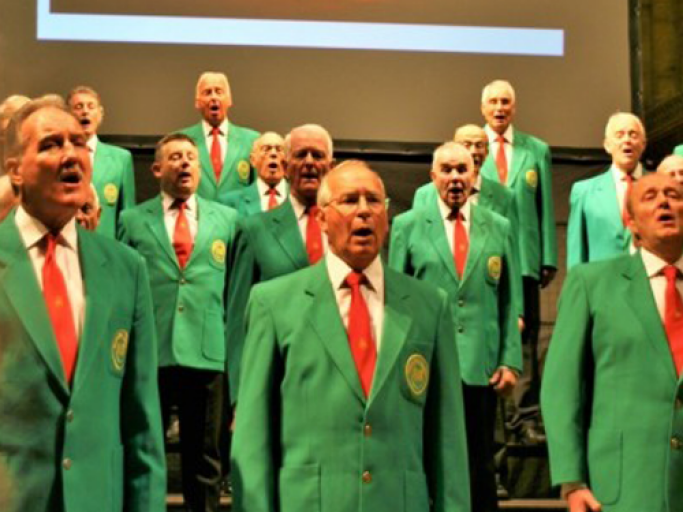 Close up of the romsey male voice choir at the help for heroes event.