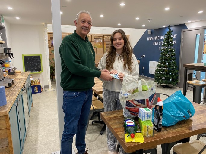 Kevin presenting a cheque to Romsey Food Bank