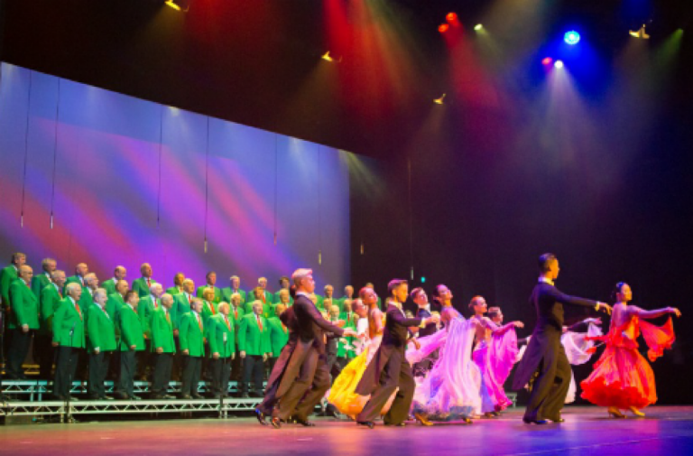 On stage in Dancing with Choirs at the Mayflower Theatre - just as well the Boys are only singing.